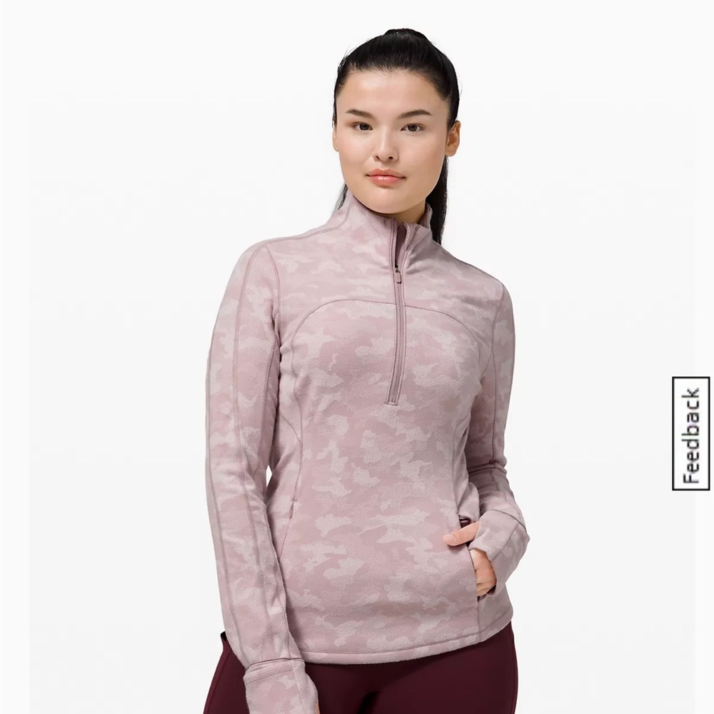 Lululemon Run Briskly 1/2 Zip Heritage Camo Jacquard Silky White  size 8